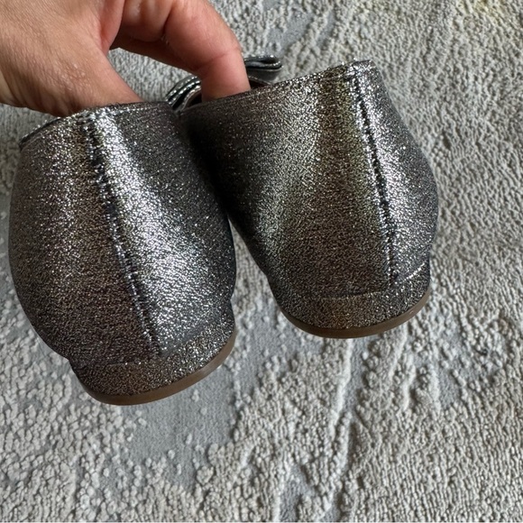 Talbots pointy toe ballet flats Edison bow silver sparkly leather 8.5 - Picture 7 of 12